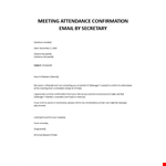 Meeting attendance confirmation by secretary example document template