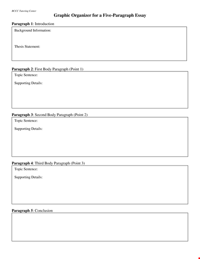 Five Paragraph Essay Graphic Organizer - July | Paragraph, Point, Topic Sentence