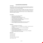 SQL Developer Job Description example document template