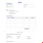 Rent Receipt Template Sample example document template