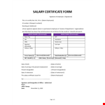 Salary Certificate example document template 
