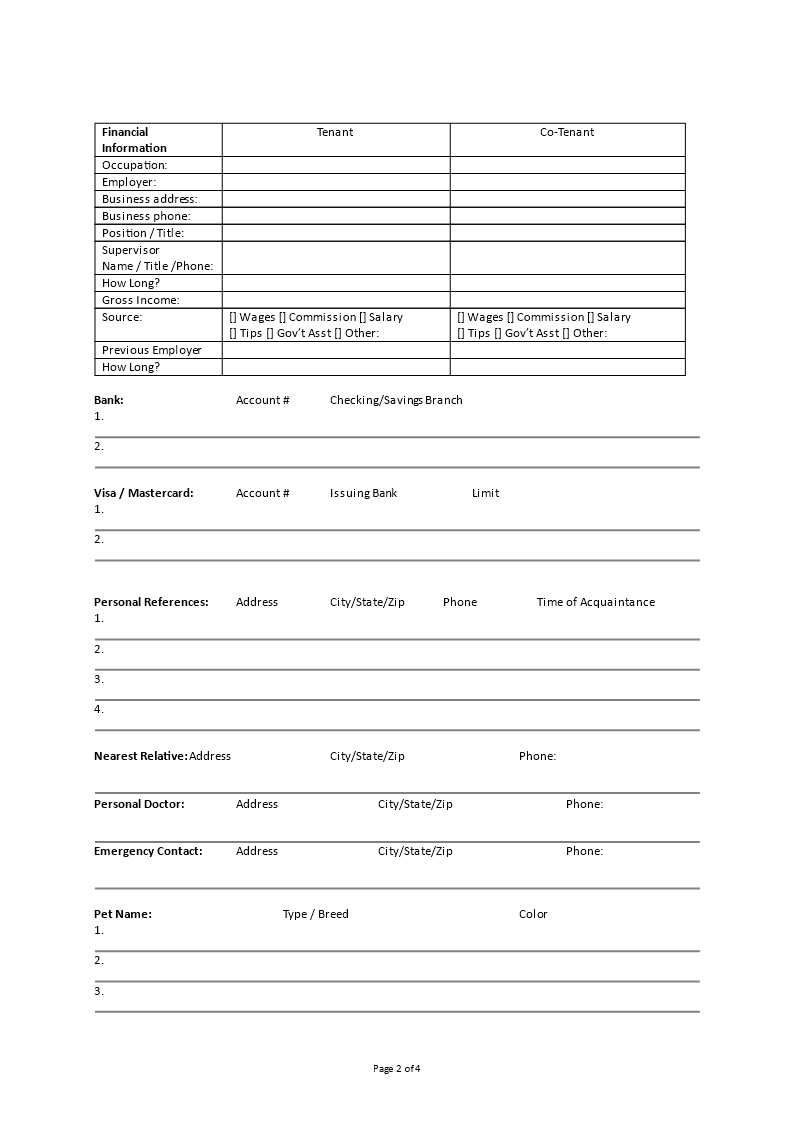 rental application form example