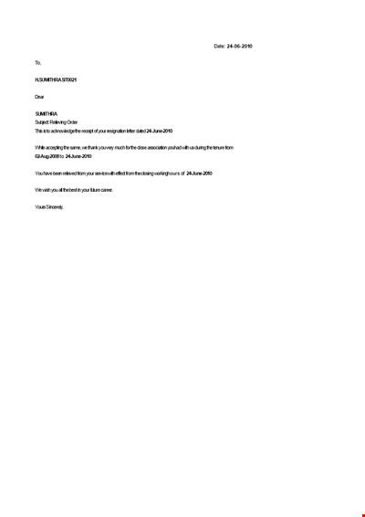Format Relieving Letter Doc