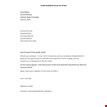 Work Experience Thank You Letter Example example document template