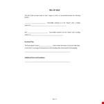 Printable Bill of Sale example document template