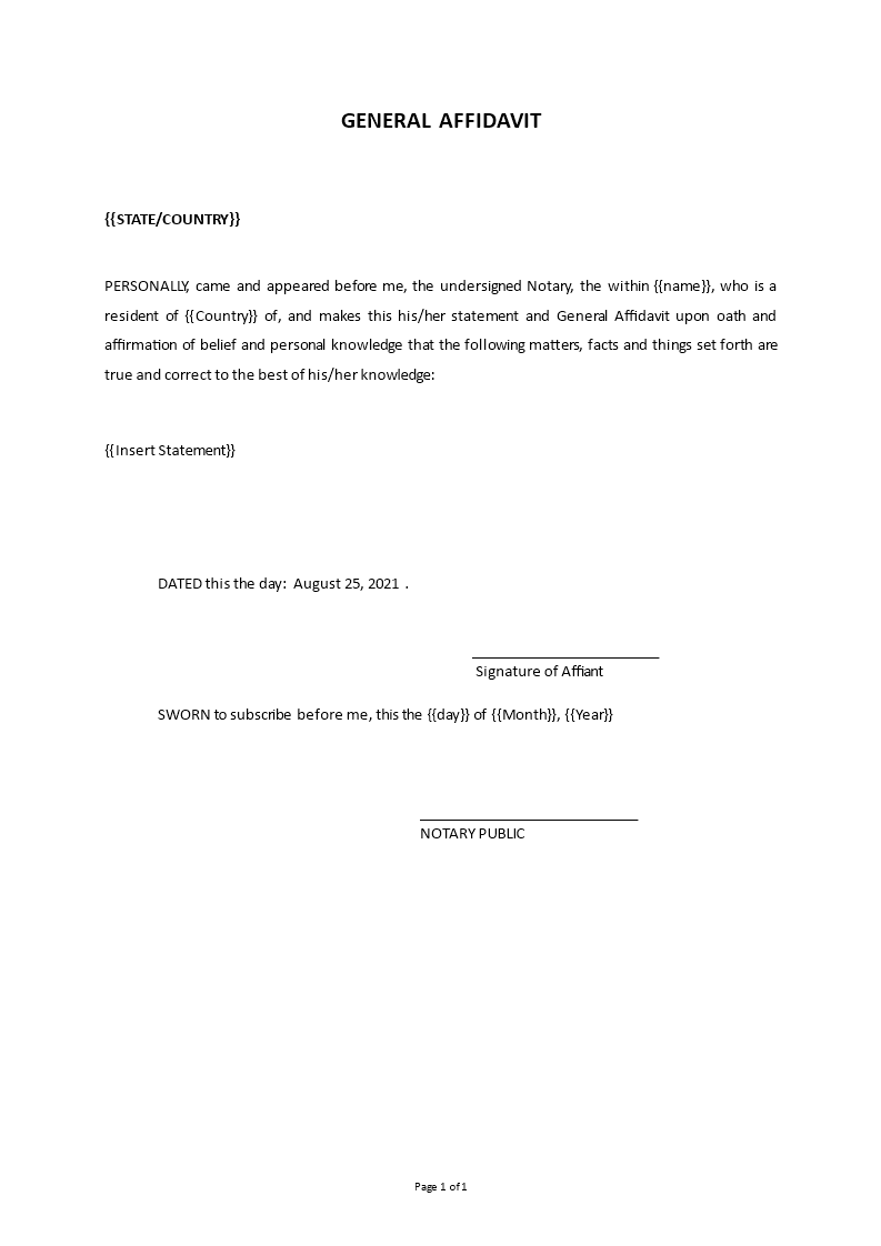 general affidavit