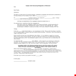 Voluntary Retirement Resignation Letter example document template