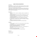 Mobile Testing Job Description example document template
