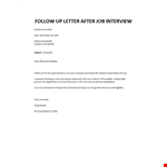 Follow Up Letter After Job Interview example document template