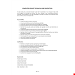 IT Service Technician Job Description example document template