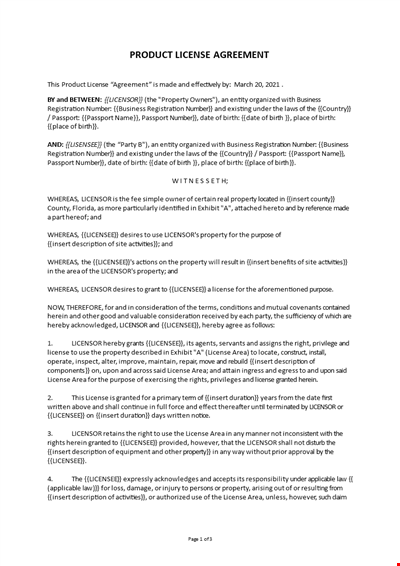 Product License Agreement