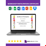 Workshop Participation Certificate example document template 