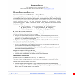 Human Resource Executive Resume | Compensation, Development & Resources example document template