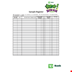Checkbook Sample Register example document template