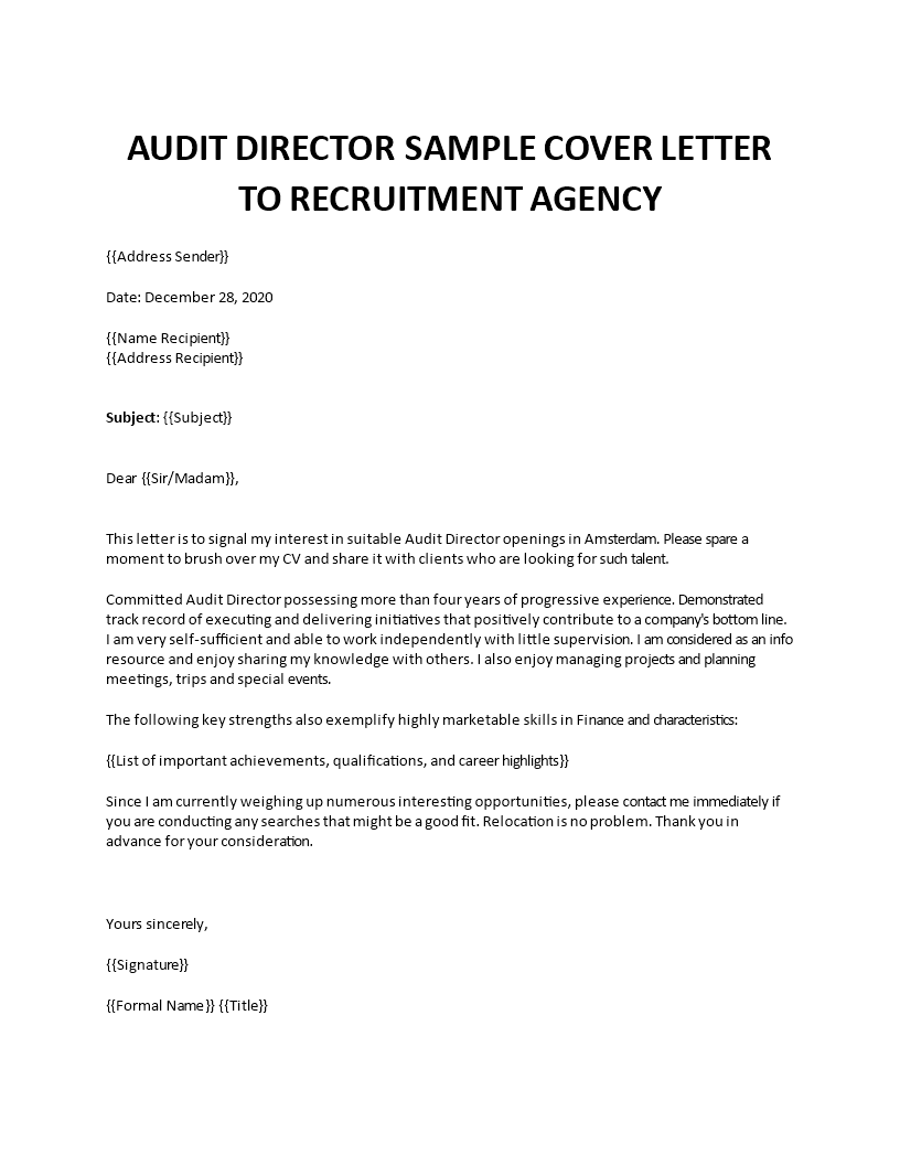 audit director cover letter 