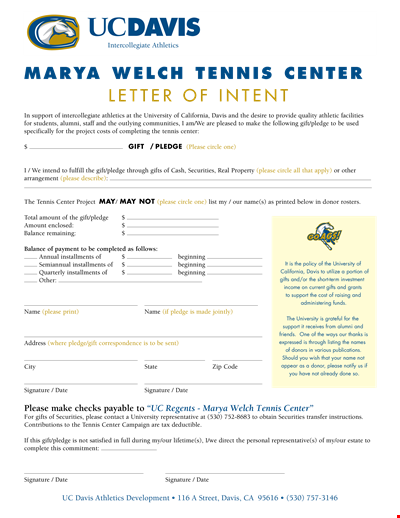 University Letter of Intent - Pledge Your Commitment | Davis