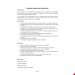 Personal Banker Job Description example document template