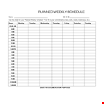 Weekly Planned Schedule Template Excel example document template