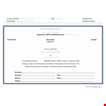 Stock Certificate Template for Company - Create Customized Certificates for Shareholders example document template