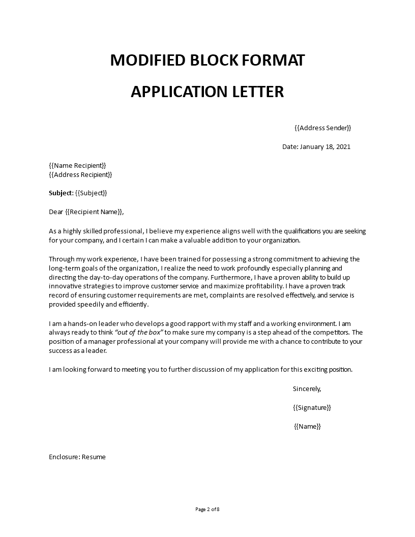 professional letter format template