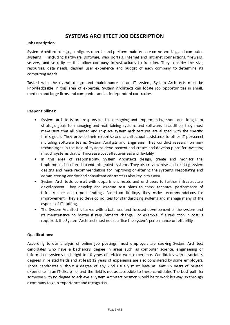 systems architect job description Main Image systems architect job description