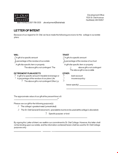 Letter Of Intent