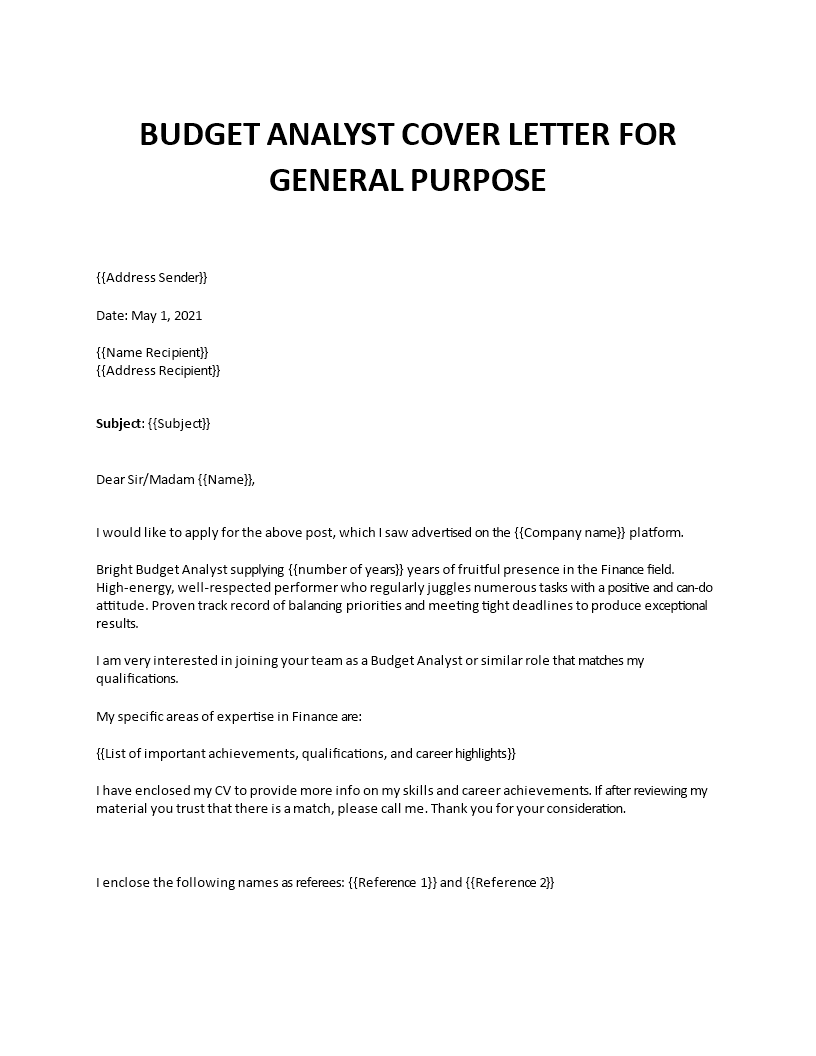 budget analyst cover letter 