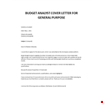 Budget Analyst cover letter  example document template