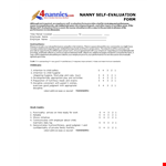 Self Evaluation Examples for Nannies: Tips and Comments example document template