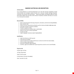 Marine Electrician Job Description example document template