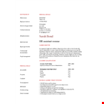 Resume For Hr Fresher Graduate example document template