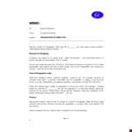 Download Free Director Resignation Letter Example PDF - Resignation from Company Board example document template