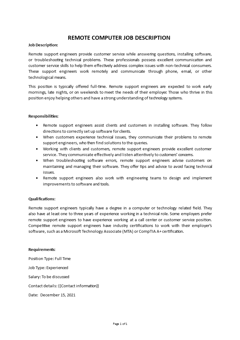 remote computer job description Main Image remote computer job description