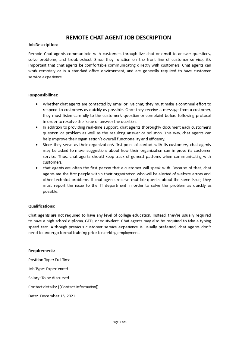 remote chat agent job description Main Image remote chat agent job description