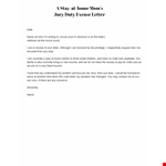 Customizable Jury Duty Excuse Letter Template - Save Time & Effort example document template