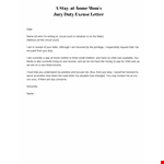 Customizable Jury Duty Excuse Letter Template - Save Time & Effort example document template 
