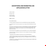 Advertising and marketing job application Letter example document template