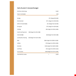 Sally Student Sample Budget - Manage Your Finances Efficiently as a Student example document template