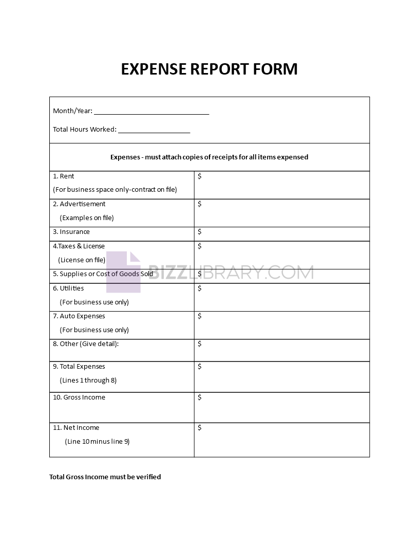 expense report form Main Image expense report form