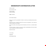 Membership confirmation letter example document template