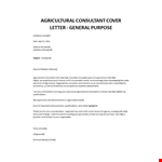 Agricultural Consultant cover letter  example document template