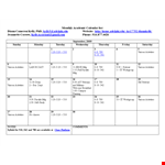 Monthly Calendar Sample Template example document template