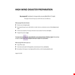 High Wind Disaster Preparation Sheet  example document template