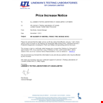 Important Notice: Price Increase for Lineman and Laboratories Testing - Effective Immediately example document template