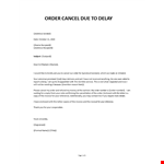 Letter for Cancellation example document template