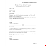 Sample Day Notice To Vacate example document template