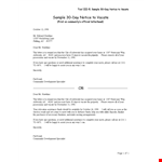 Sample Day Notice To Vacate example document template 