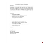 IT Support Analyst Job Description example document template