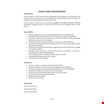 School Nurse Job Description example document template