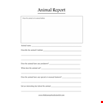 Printable Animal Report example document template